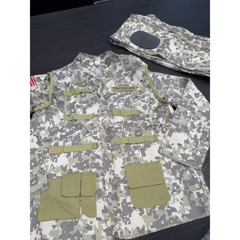 Kids‎ Digital Camouflage Trooper Costume Set Tactical Military Uniform 2pc Gray